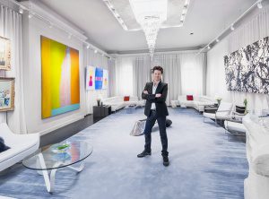 Designer Justin Shaulis in his "Gallery Hopping in Miami" space. Photo by Alan Barry.